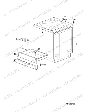 Взрыв-схема плиты (духовки) Electrolux EK6711W1  M.BL.VITRO - Схема узла Housing 001